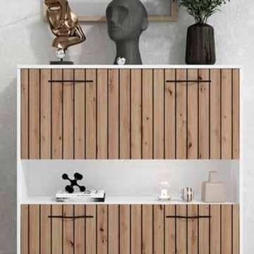 Mueble auxiliar blanco y roble amazonia rayado - Imagen 1